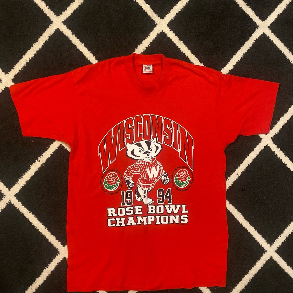 Vintage Fruit Of The Loom Wisconsin Badgers 1994 Rose Bowl Champions T-Shirt